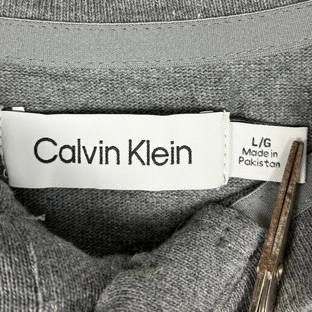 Calvin Klein Mens Grey Long Sleeve Henley Shirt Cotton Raglan Size Large 40JM200